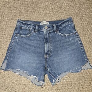 Abercrombie & Fitch Women's Distressed Blue Mom Jean Shorts Size 4